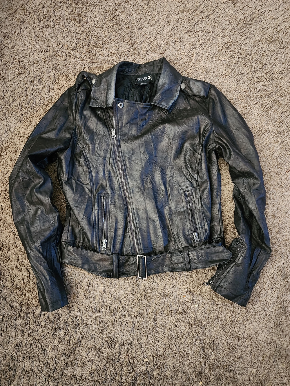 Forever 21 Black Faux Leather Moto Jacket